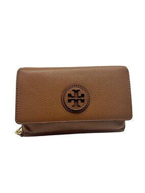 Tory Burch Brown Pebbled Leather Wallet